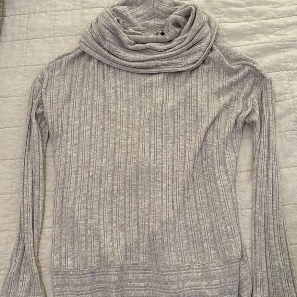 Anthropologie Cowl Neck Ribbed Turtleneck Sweater